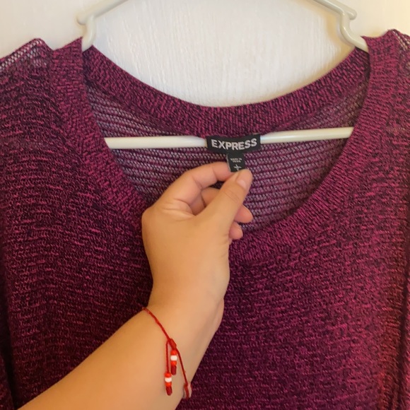 Express L fitted knit sweater burgundy - Picture 3 of 6